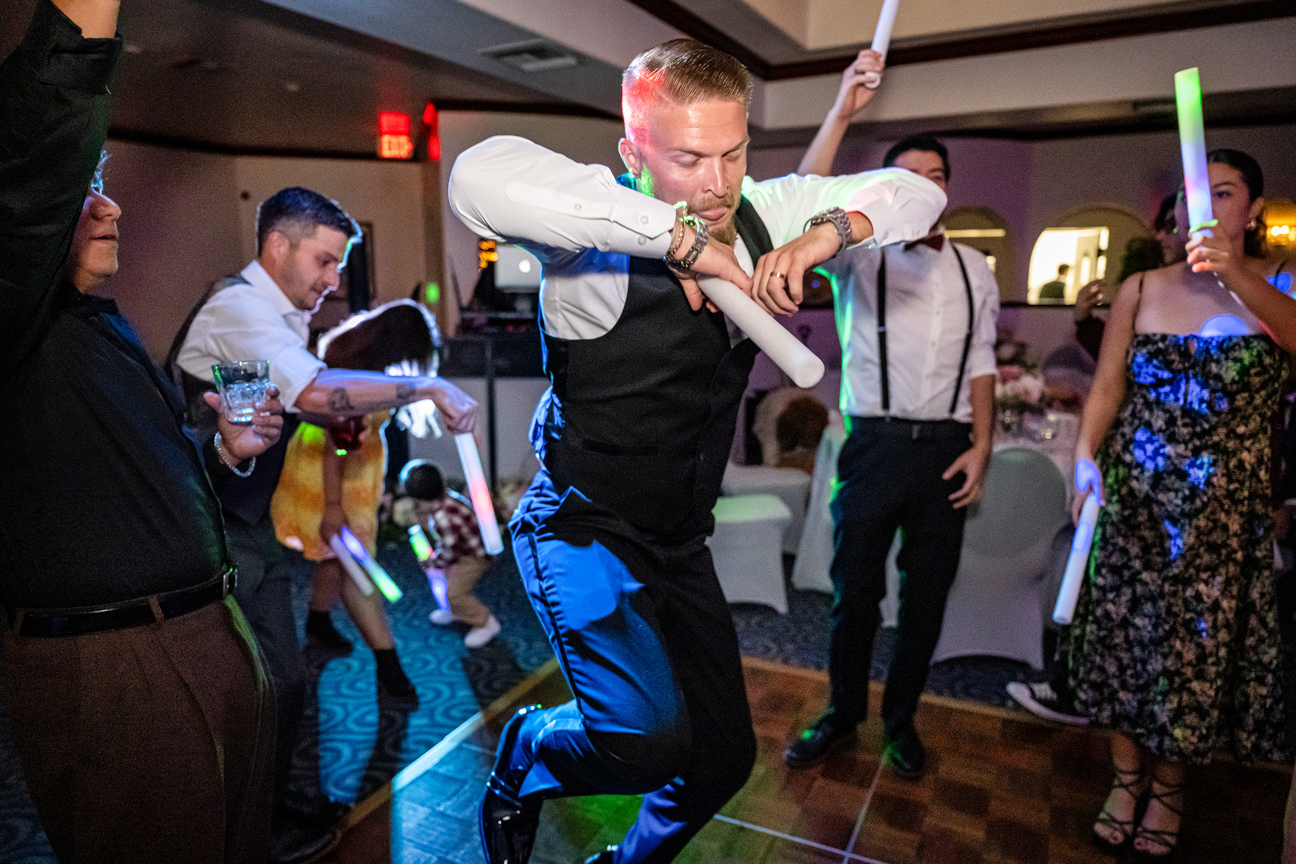Dancing at a wedding reception photographed by Ventura photographer Brandon Fox.