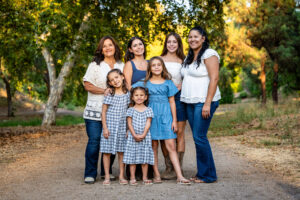 A family poses in a park in Camarillo, California.